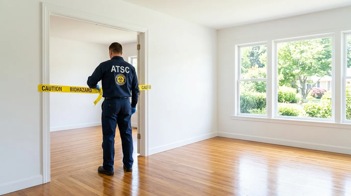 Certified biohazard cleanup crew performing Decomposition Cleanup in Marlton